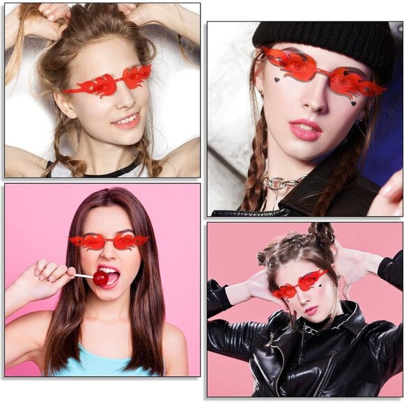 48 Pairs Fire Flame Rimless Sunglasses Unisex Novelty Party Accessories main image 4